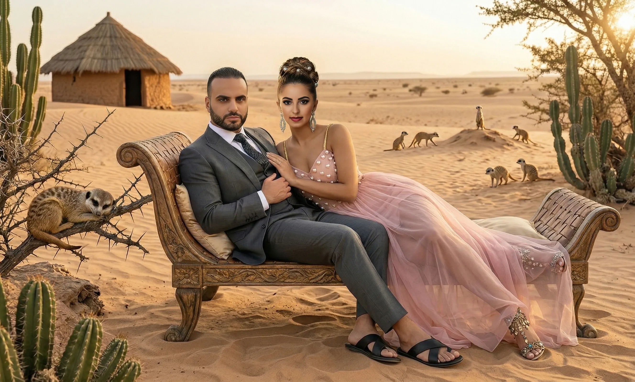 Dune Chaise, Meerkat Watch — custom digital background