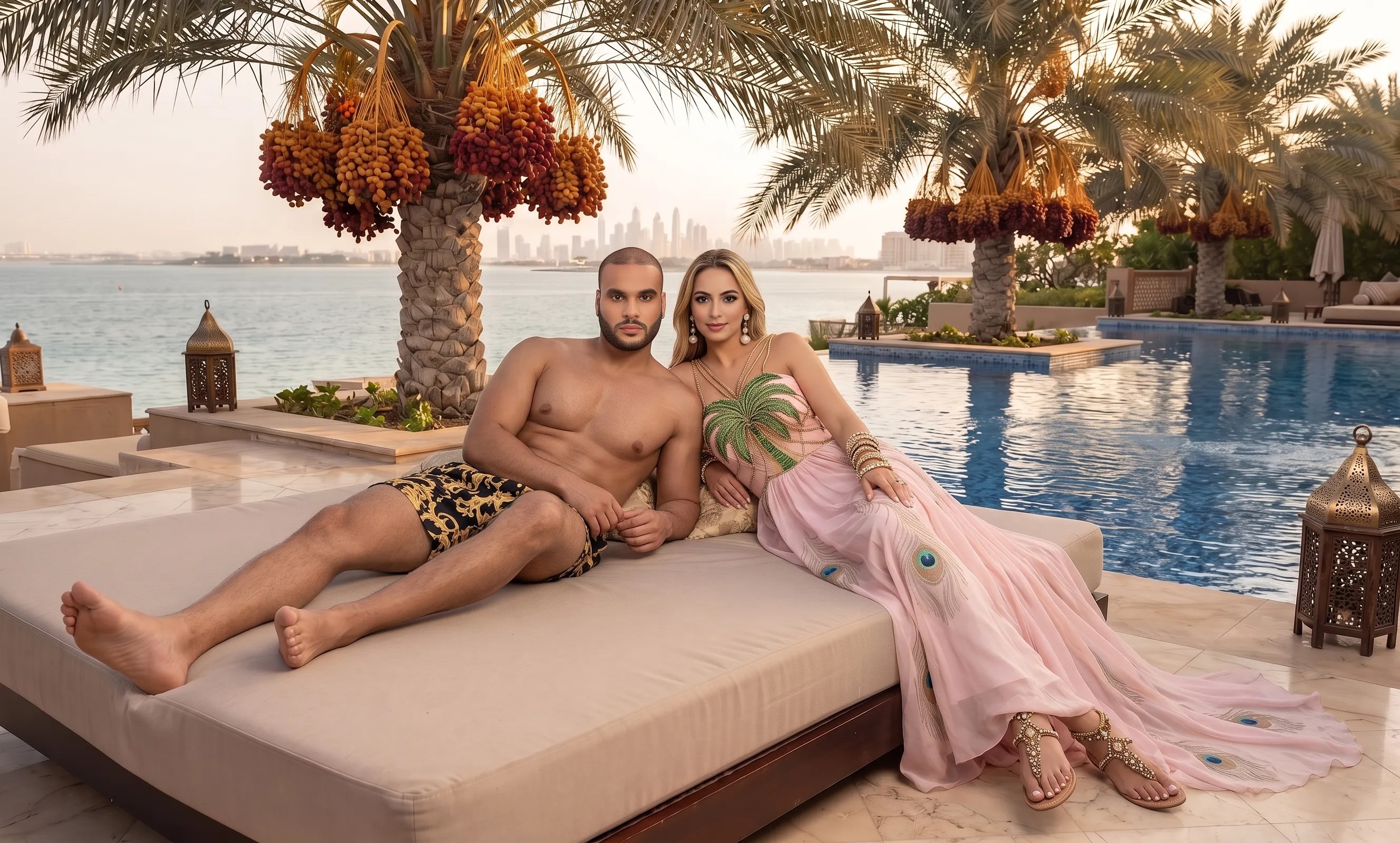 Date Palm Daybed — custom digital background